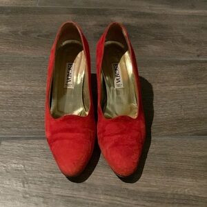 Vintage Escada red suede heels 7.5